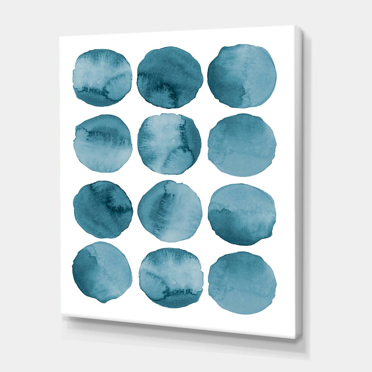 Designart - Aquamarine Circles Blue Geometric Elements - Modern Canvas Wall Art Print